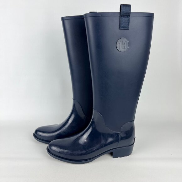 Tommy Hilfiger Womens Karissa Blue Rain Boots Pull On Water Resistant size 9 - Picture 3 of 16